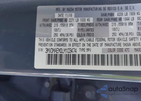 2020 Mazda Cx-30 Premium Package из США, поврежденный, VIN 3MVDMAEM0LM103474